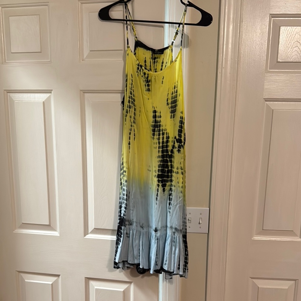 Yellow and Black Pleated Ruffled Maxi Sundress